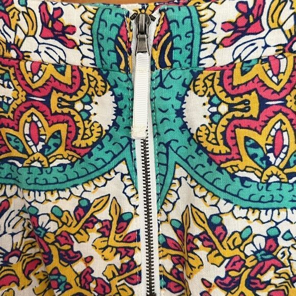 Lucy & Laurel Boho Linen Blend Flat Front Skirt with zipper back size 10 - Picture 5 of 10